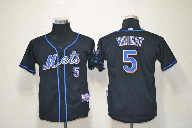 Mets 5 Wright Black Youth Jersey