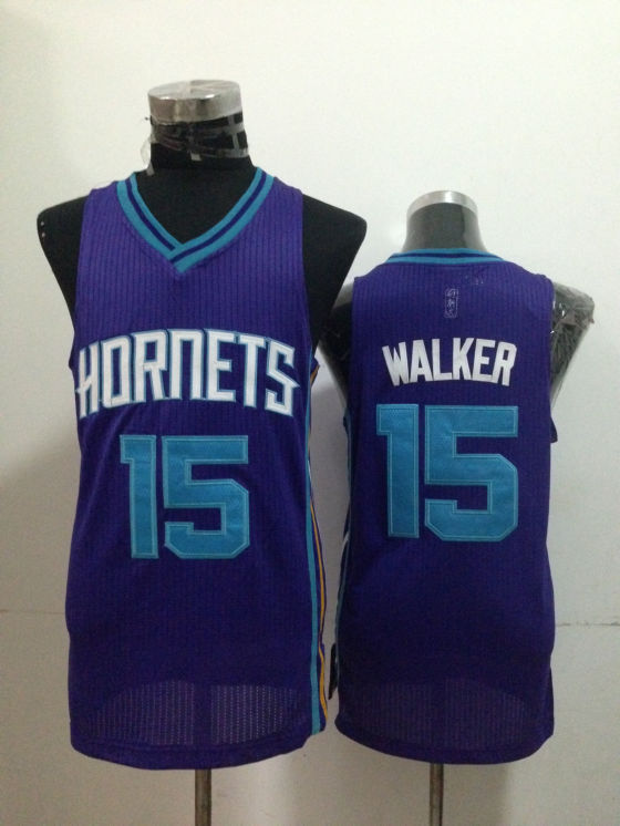 Charlotte Hornets 15 Walker Purple New Revolution 30 Jerseys