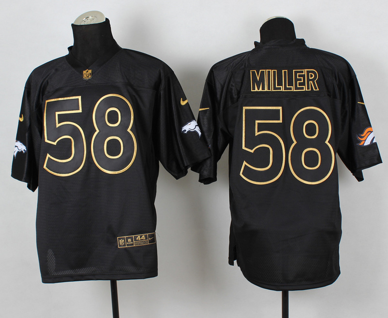 Nike Broncos 58 Von Miller Black Pro Gold Lettering Elite Jersey
