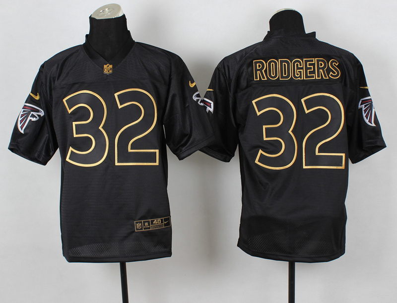 Nike Falcons 32 Rodgers Black Elite 2014 Pro Gold Lettering Fashion Jerseys