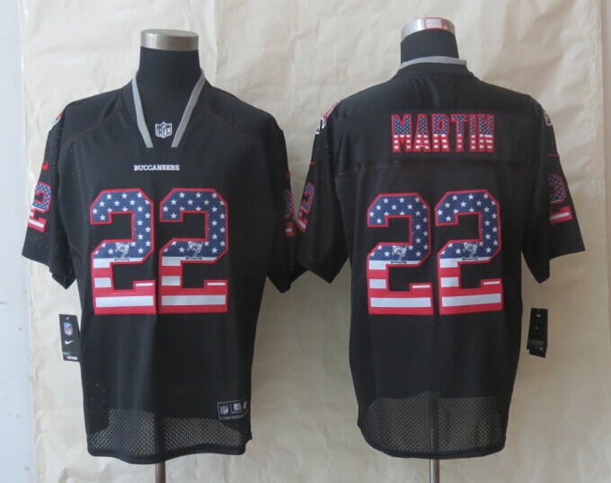 Nike Buccaneers 22 Martin USA Flag Fashion Black Elite Jerseys