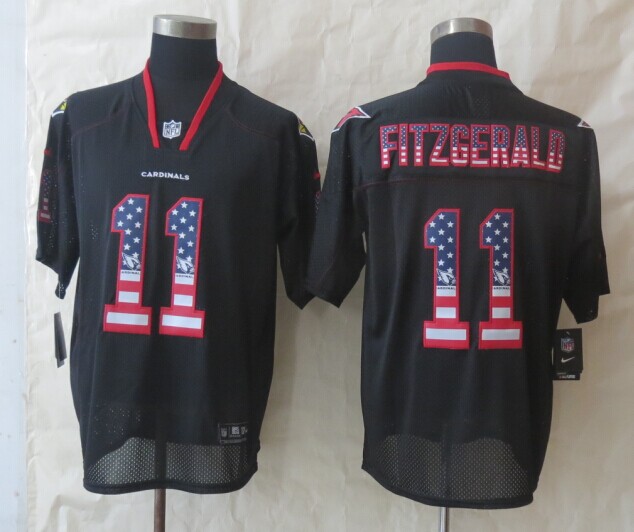 Nike Cardinals 11 Fitzgerald USA Flag Fashion Black Elite Jerseys