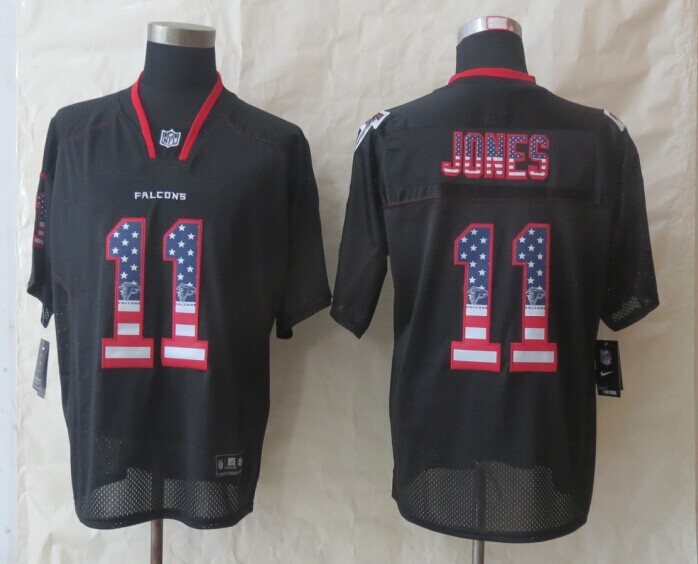 Nike Falcons 11 Julio Jones Black USA Flag Elite Jersey
