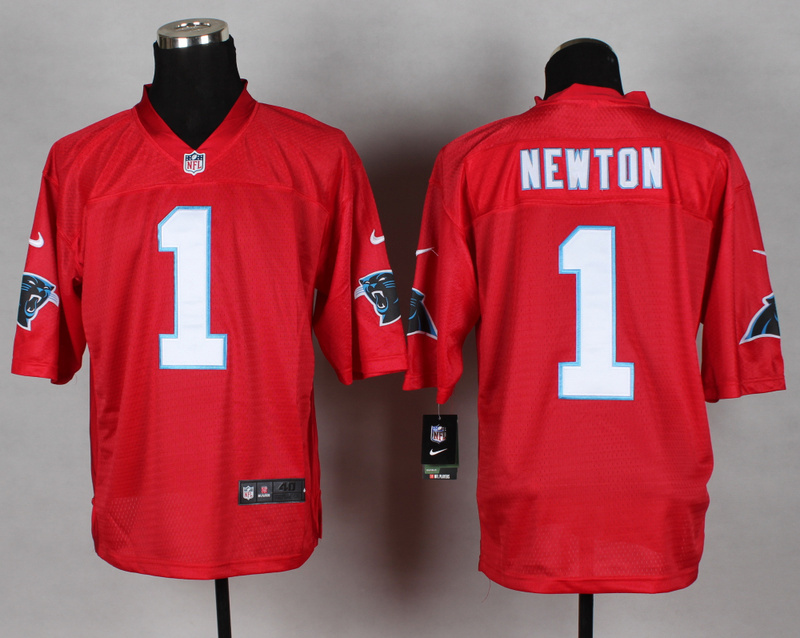 Nike Panthers 1 Cam Newton Red Quarterback Elite Jersey