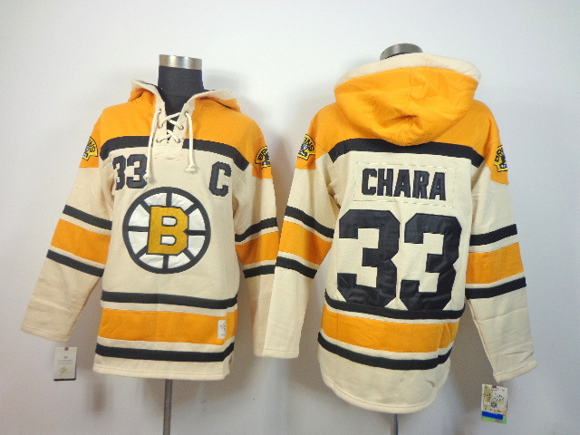 Bruins 33 Chara Cream Hooded Jerseys