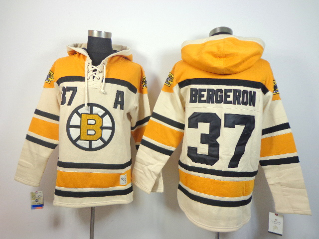 Bruins 37 Bergeron Cream Hooded Jerseys