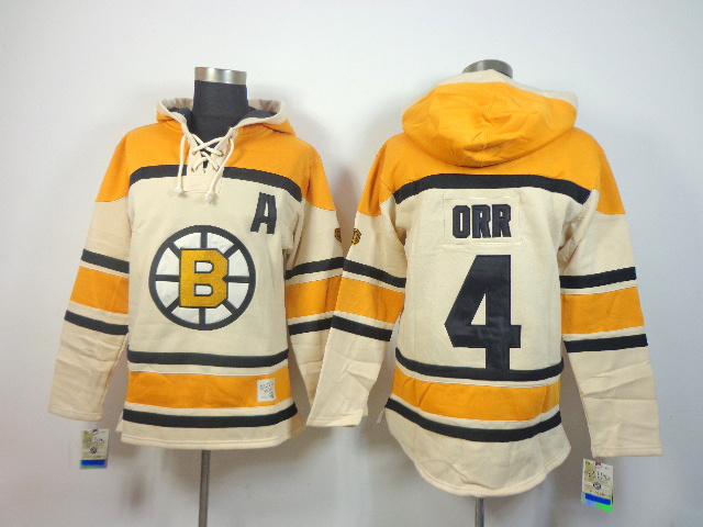 Bruins 4 Orr Cream Hooded Jerseys