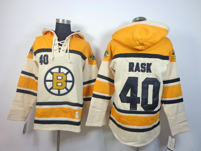 Bruins 40 Rask Cream Hooded Jerseys