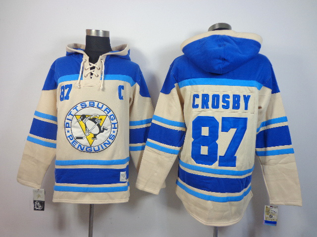 Penguins 87 Crosby Cream Hooded Jerseys