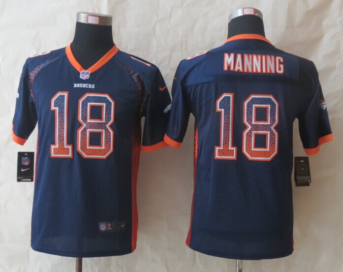 Nike Broncos 18 Manning Drift Fashion Blue Youth Jerseys