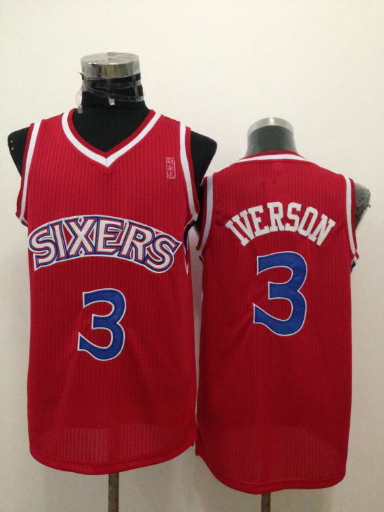 76ers 3 Iverson Red Jerseys