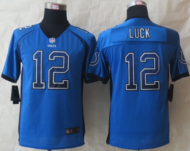 Nike Colts 12 Luck Drift Blue Game Youth Jerseys