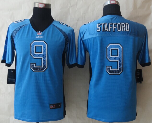 Nike Lions 9 Stafford Drift Blue Game Youth Jerseys