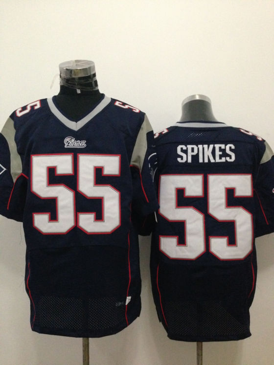 Nike Patriots 55 Spikes Blue Elite Jerseys